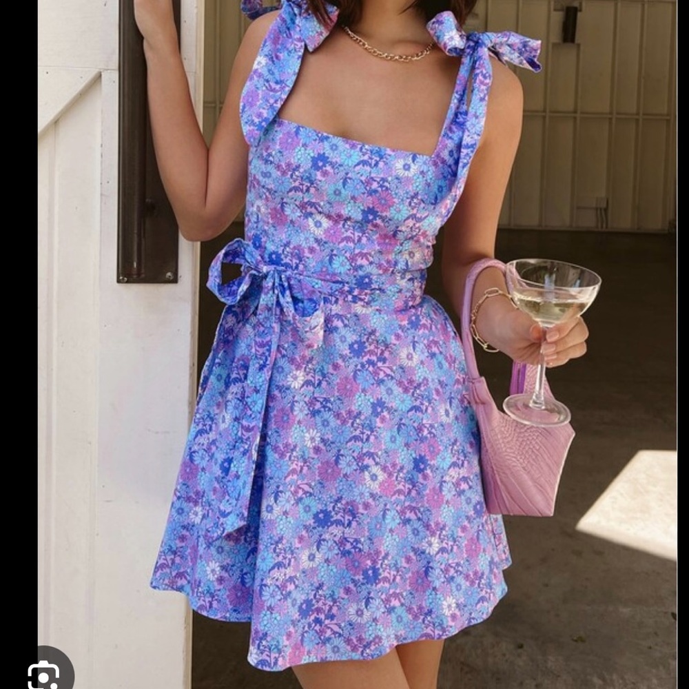 Show Me Your MuMu Floral Mini Dress - Purple and Pink